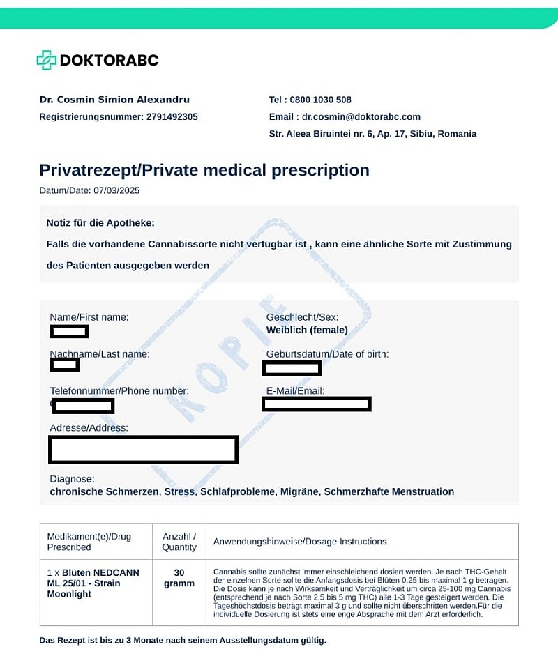 DoktorABC Cannabis Rezepte in § 24 a StVG Bußgeldverfahren von ...