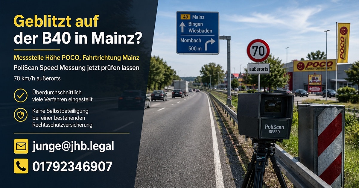 Geschwindigkeitsmessung in Mainz, B 40, Gem. Mainz, Höhe Poco FR Mainz- viele Fehler bei der Messung!